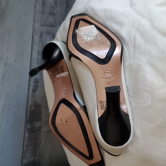 KENNETH COLE NEW YORK IVORY HEELS LEATHER SIZE 6 VINTAGE CLASSIC BLACK WHITE - Picture 9 of 14